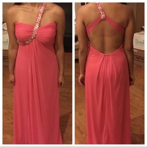 XSCAPE coral evening prom gown